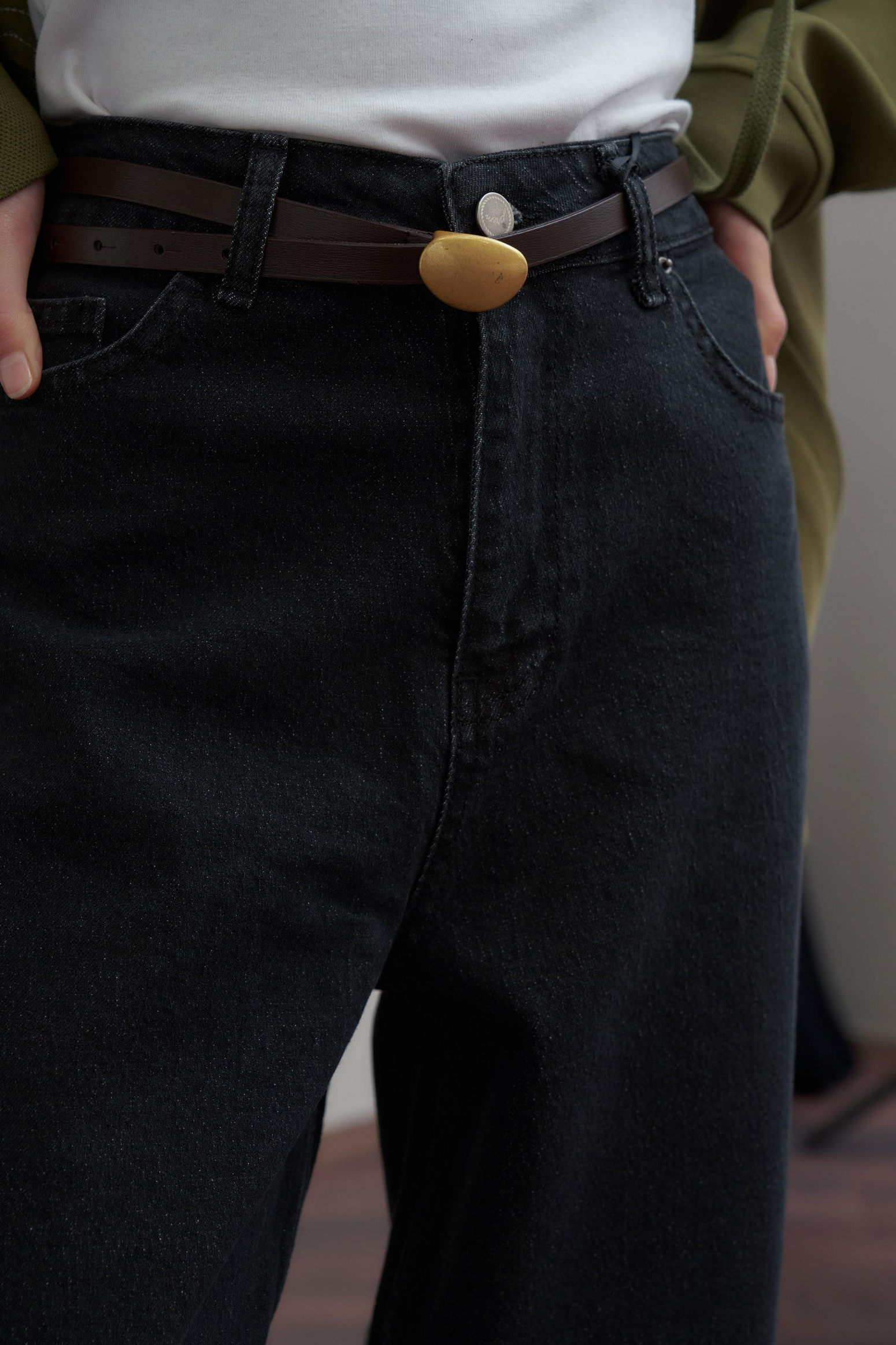 Antrasit-Yüksek Bel Mom Paça Kot Pantolon