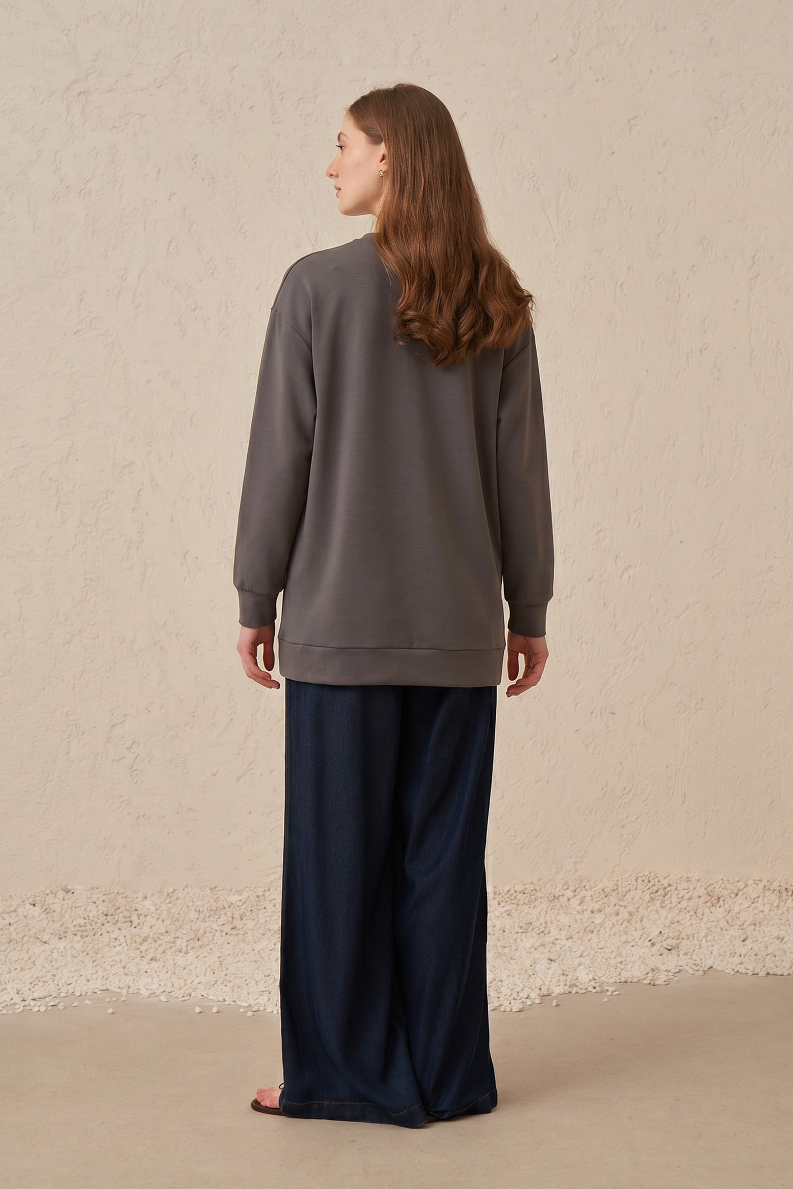 Antrasit-Yumuşak Dokulu Sweatshirt
