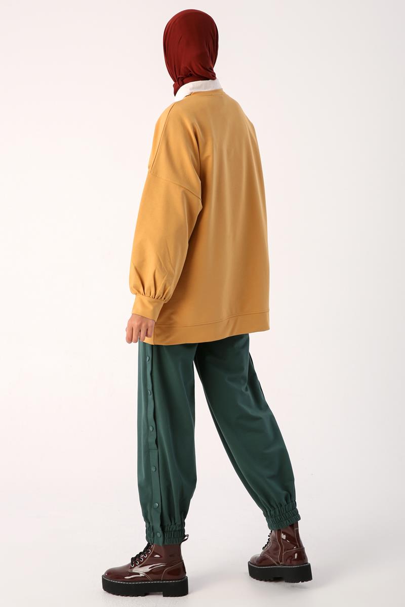 Asit Sarı-Oversize İki İplik Basic Sweatshirt