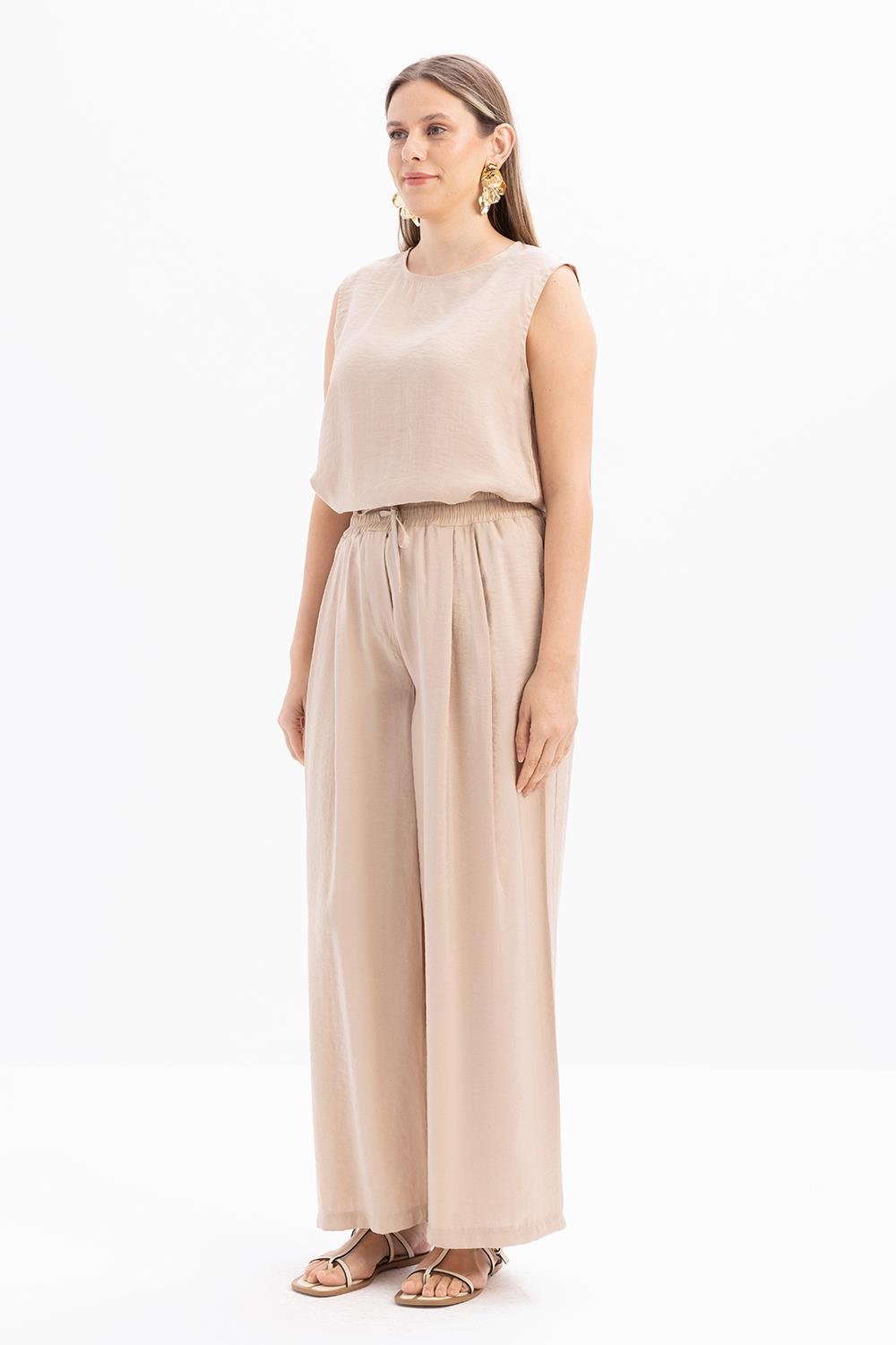 Beige-Cargohose Mit Schlitz Am Saum