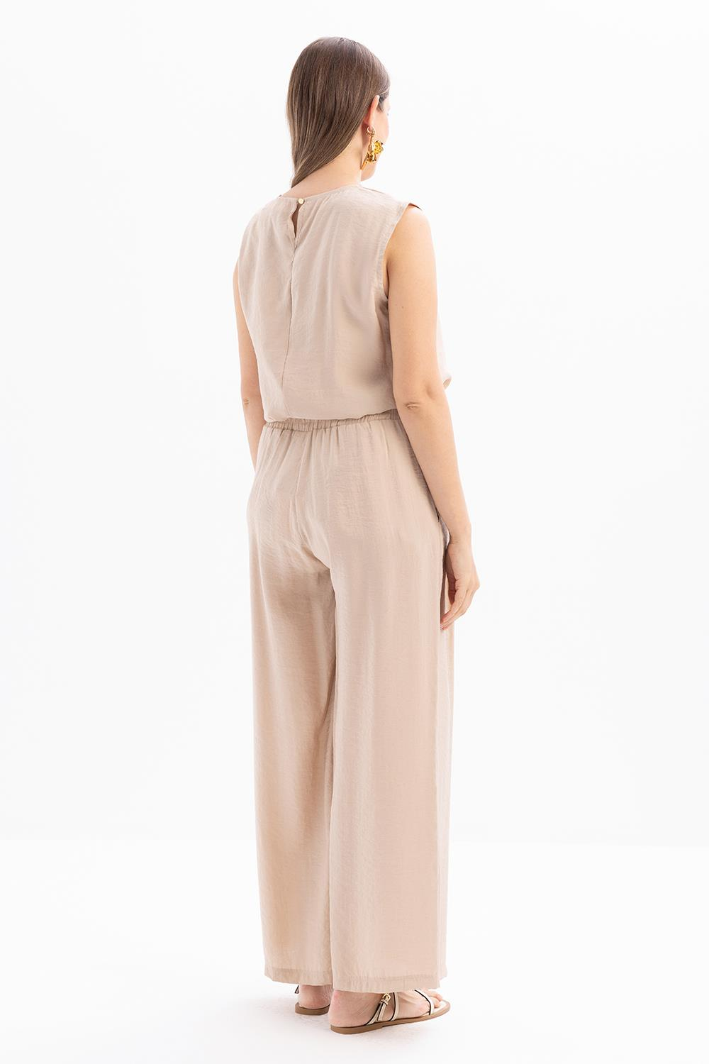 Beige-Cargohose Mit Schlitz Am Saum