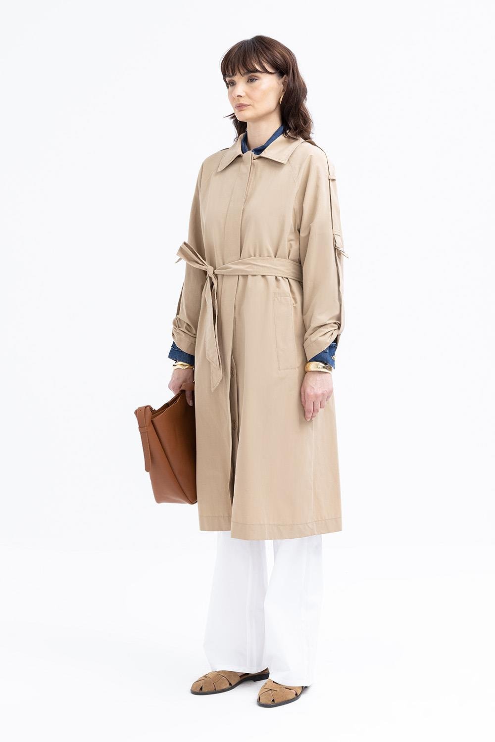 Bej-Cepli Apoletli Trençkot