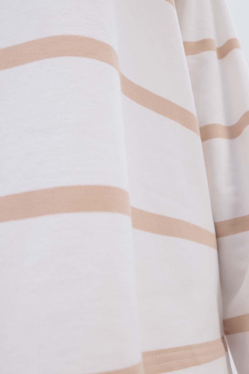 Beige-Ecru-Striped Sweatshirt