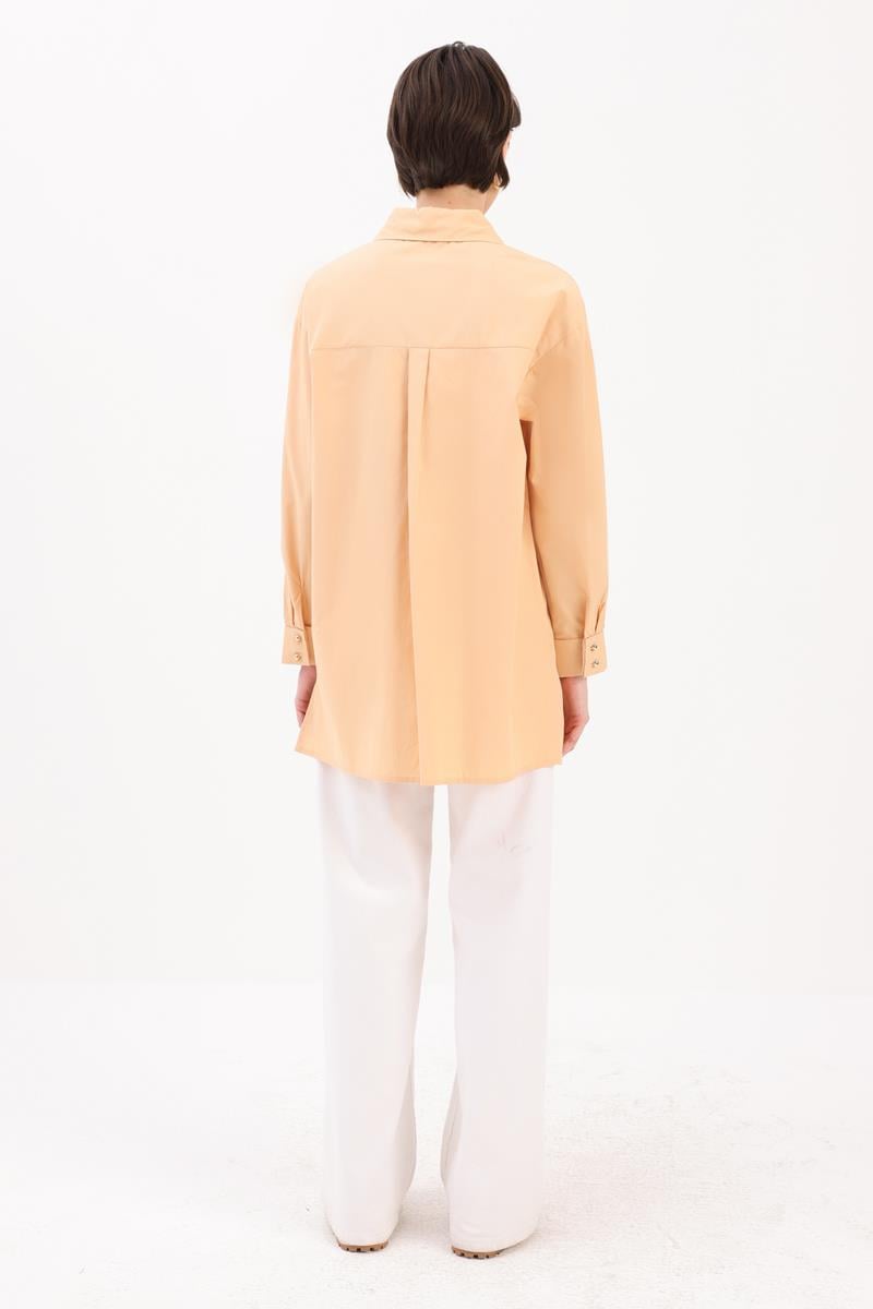 Beige-ZIPPERED DOUBLE Cuff SHIRT TUNIC