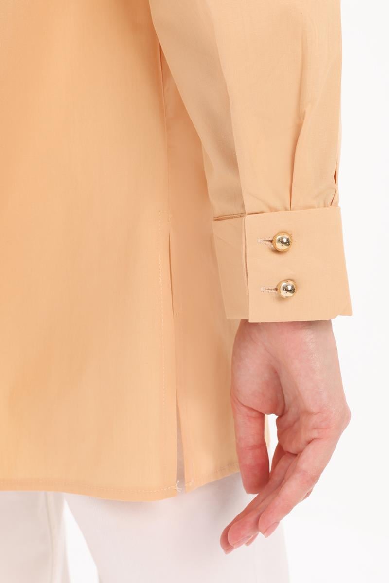 Beige-ZIPPERED DOUBLE Cuff SHIRT TUNIC