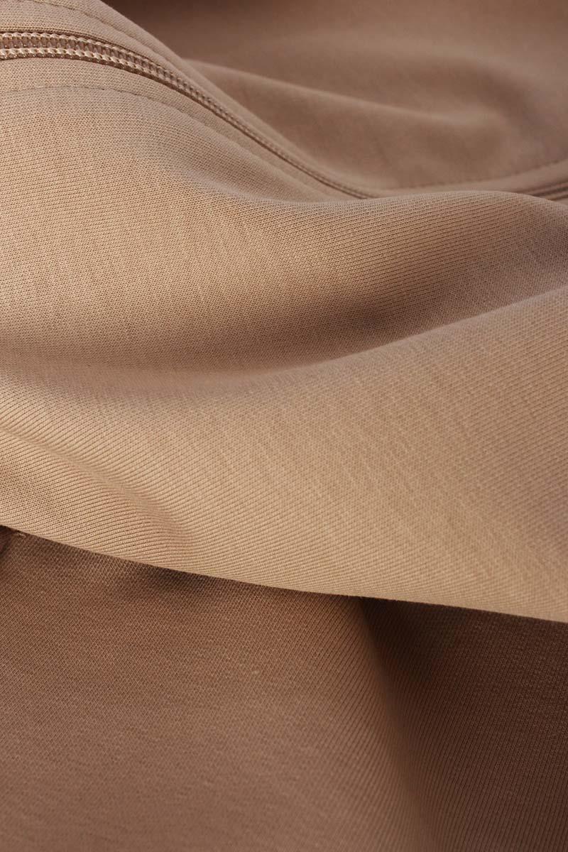 Bej-Fermuarlı Sweat Hırka