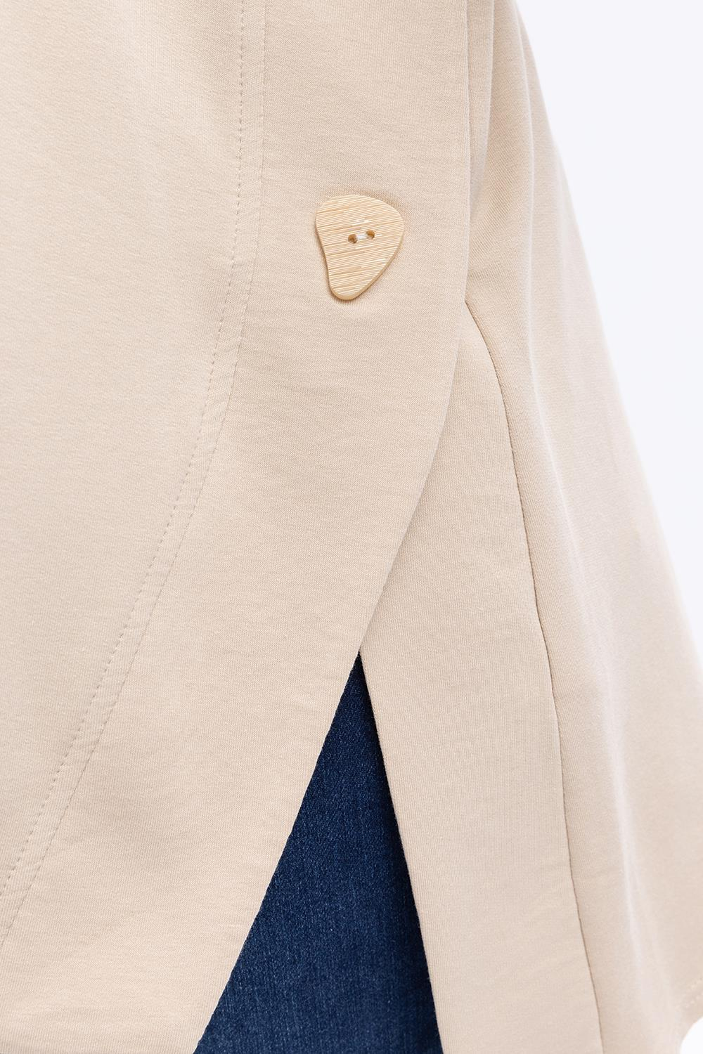 Beige-Hooded Sweat Tunic