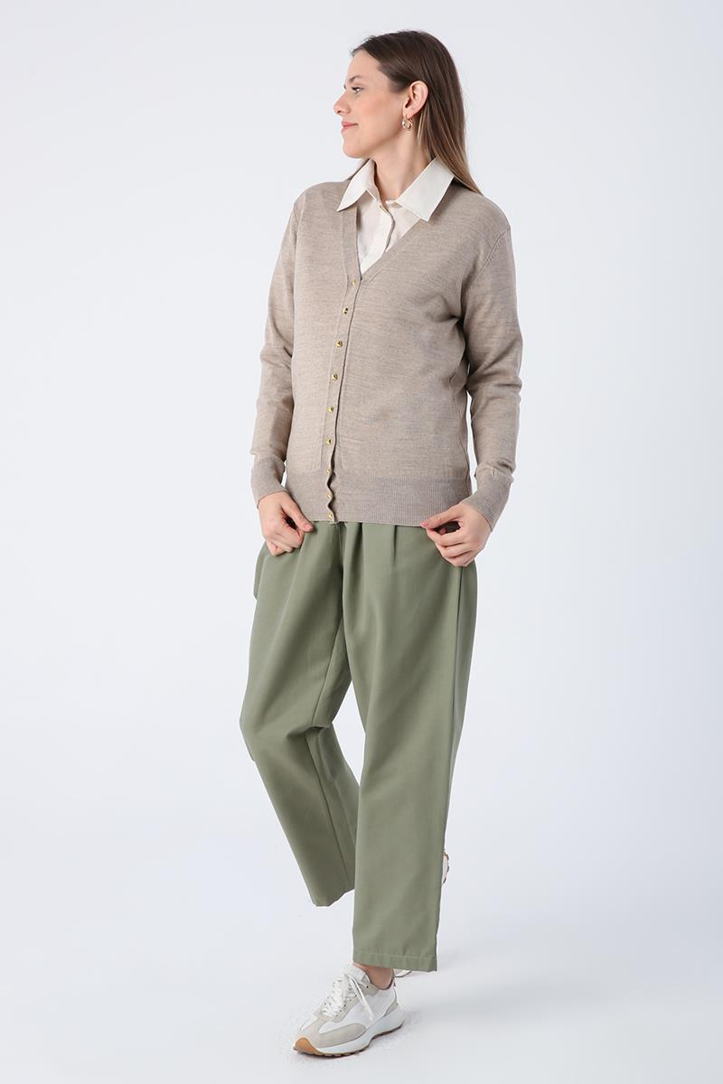 Cardigan en tricot court beige