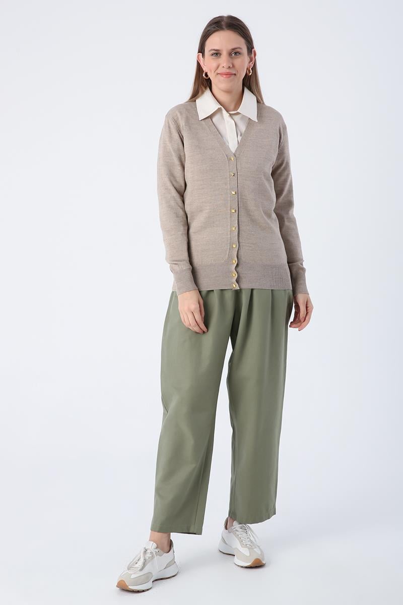 Cardigan en tricot court beige