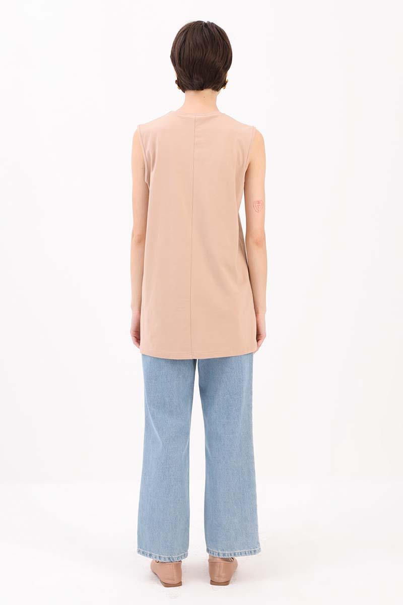 Tunique T-Shirt Sans Manches Beige