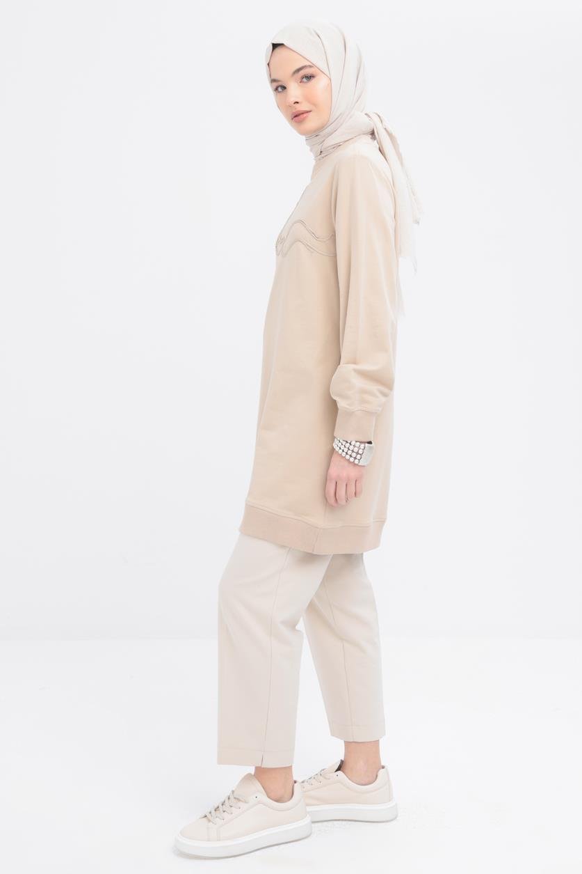 Beige-Stripe Swetshirt