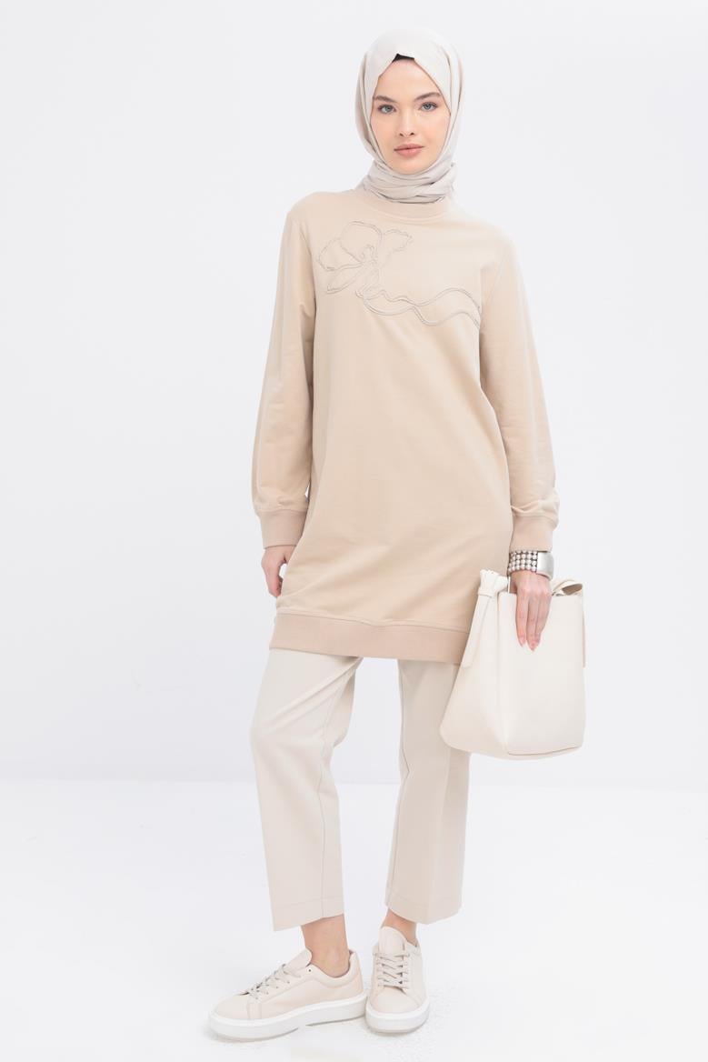 Beige-Stripe Swetshirt