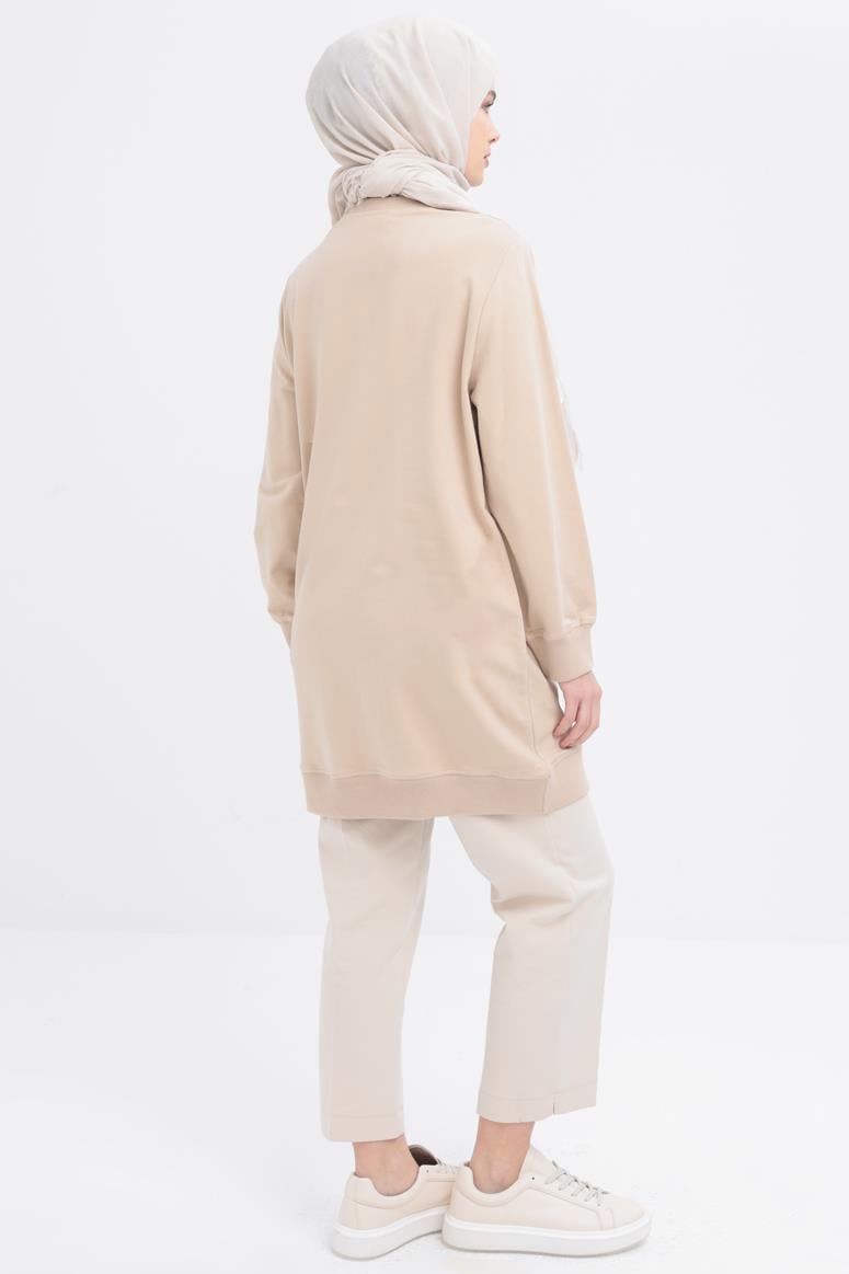 Beige-Stripe Swetshirt