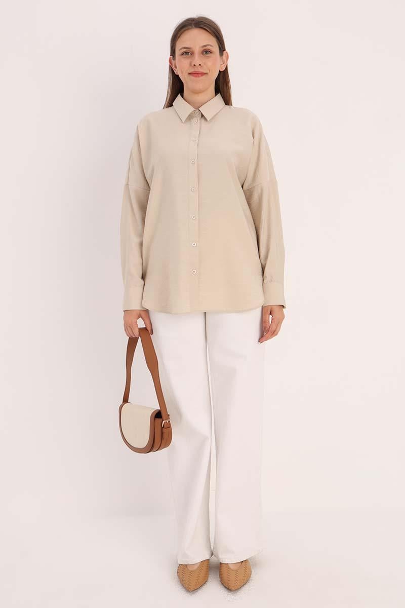 Chemise surdimensionnée beige