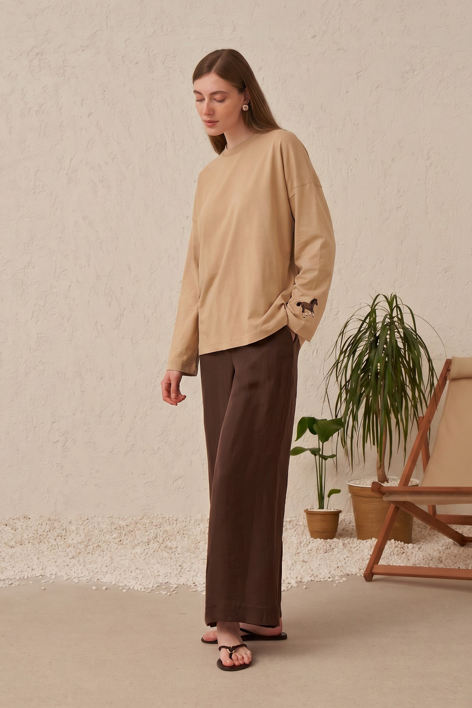 Bej-Oversize Sweatshirt