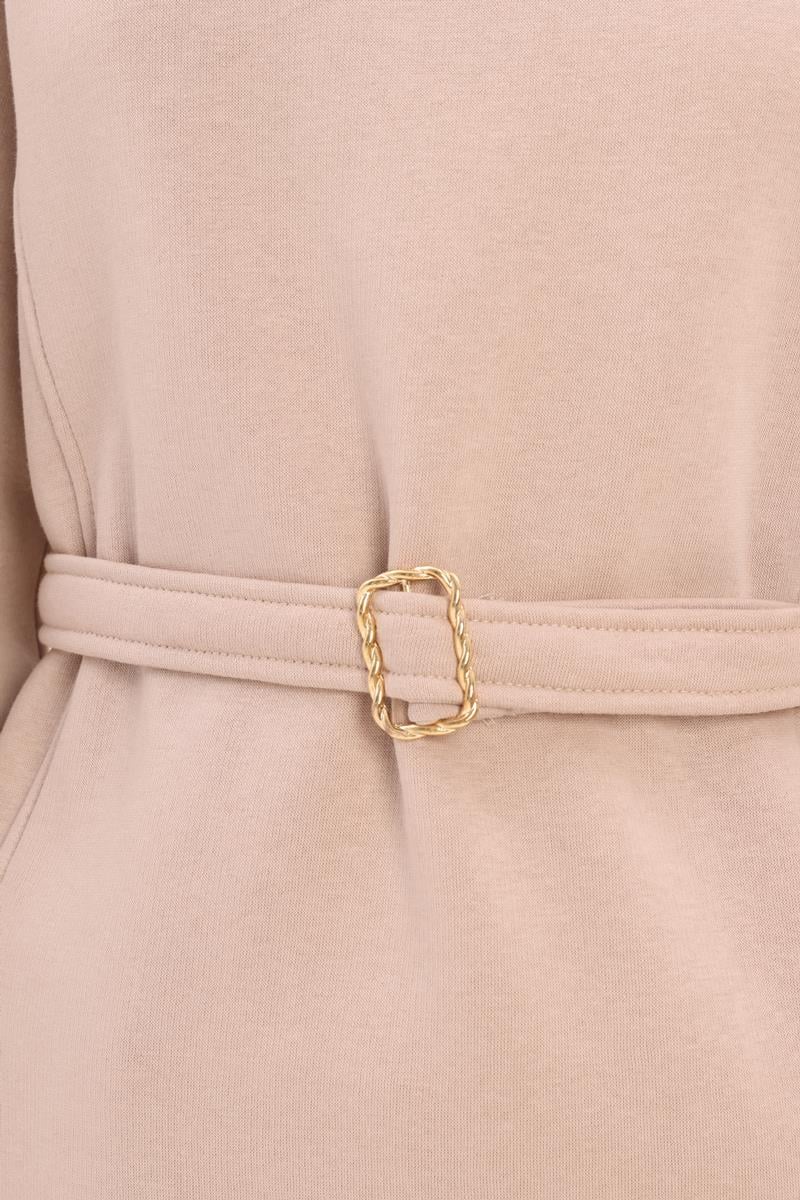 Beige-Cotton Belted Sweat Tunic