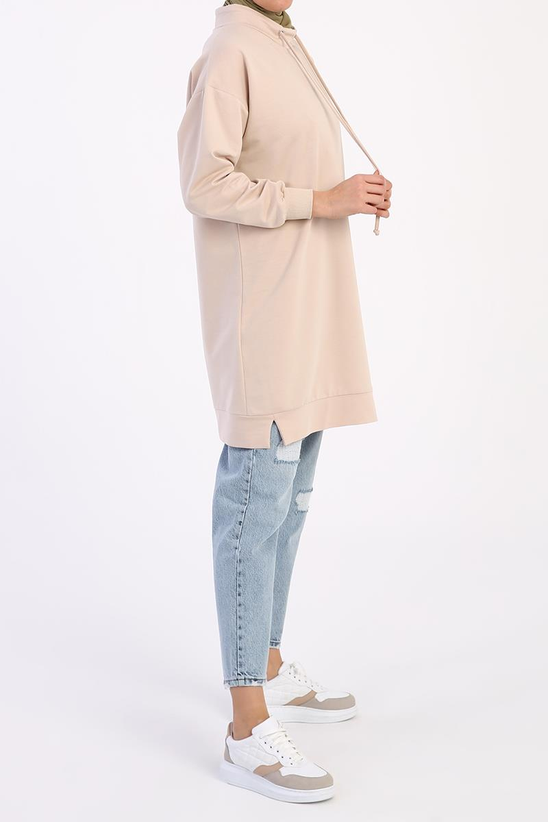 Bej-Rahat Kalıp Sweat Tunik