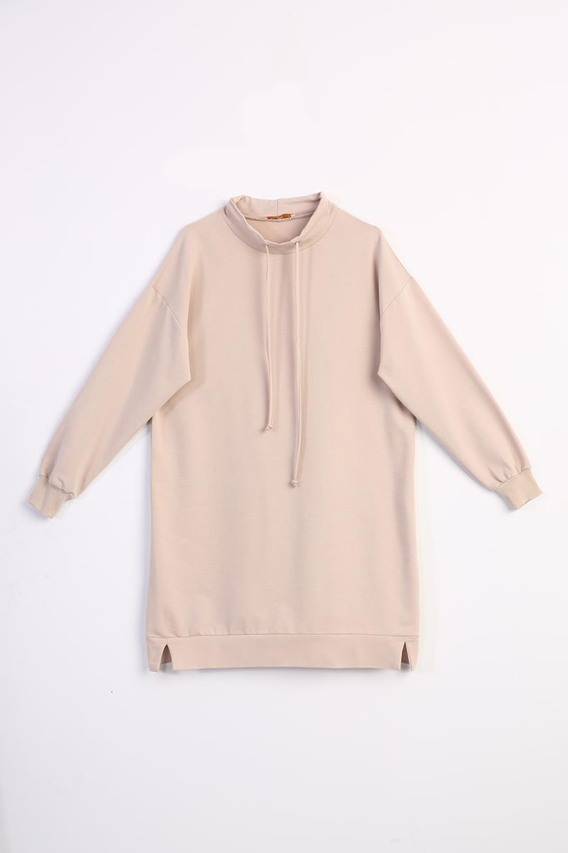 Bej-Rahat Kalıp Sweat Tunik