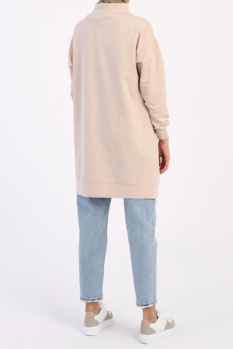 Bej-Rahat Kalıp Sweat Tunik