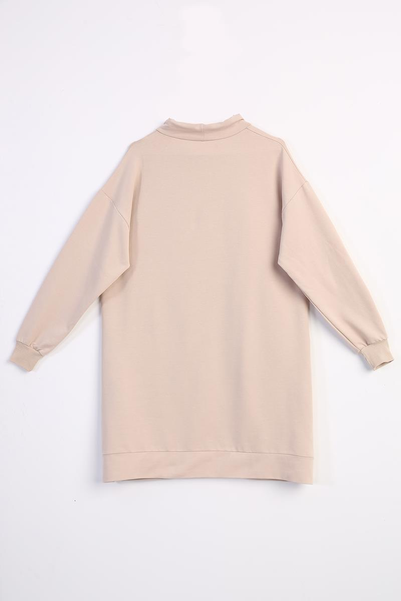 Bej-Rahat Kalıp Sweat Tunik
