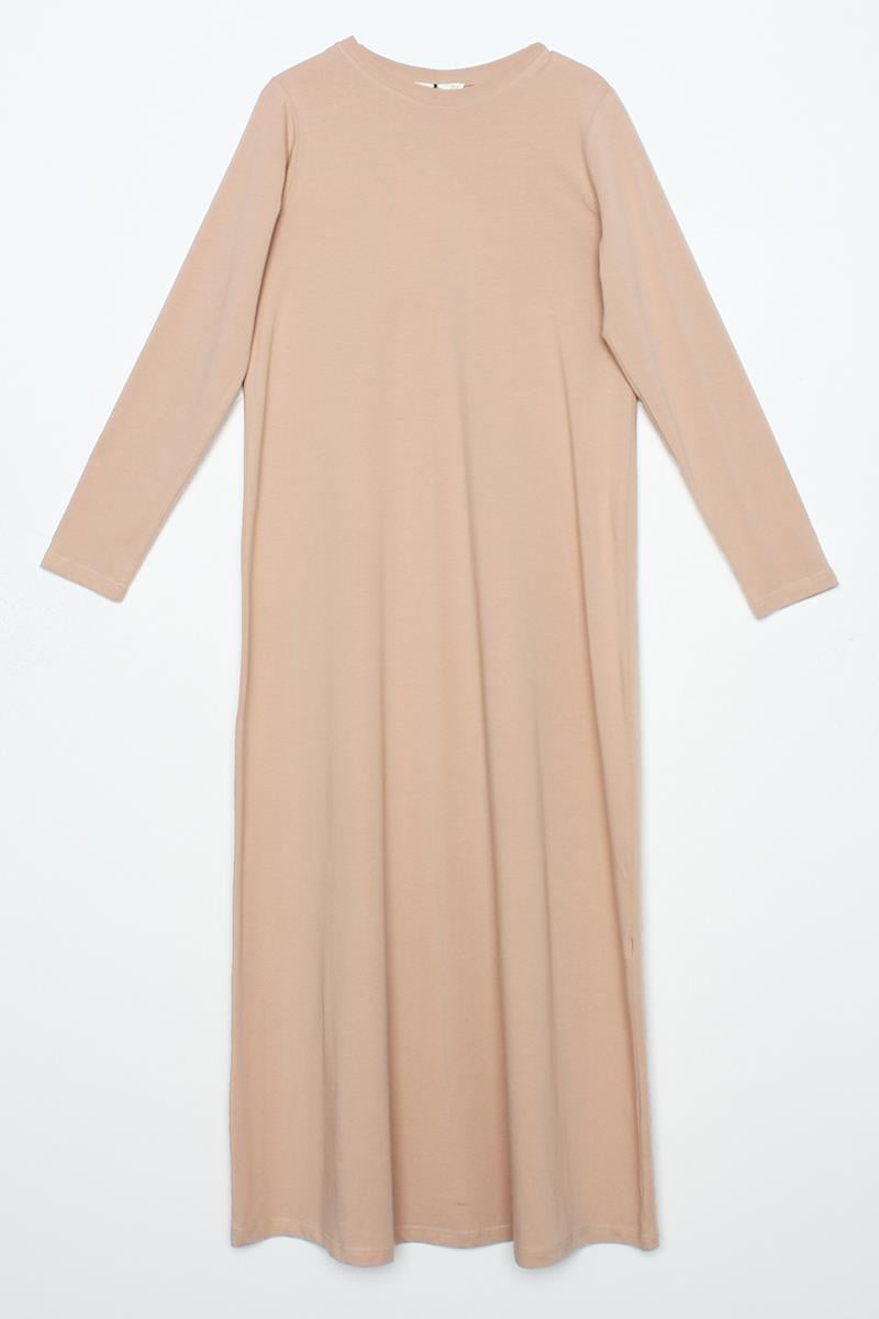 Beige-Long Sleeve Underwear Dress