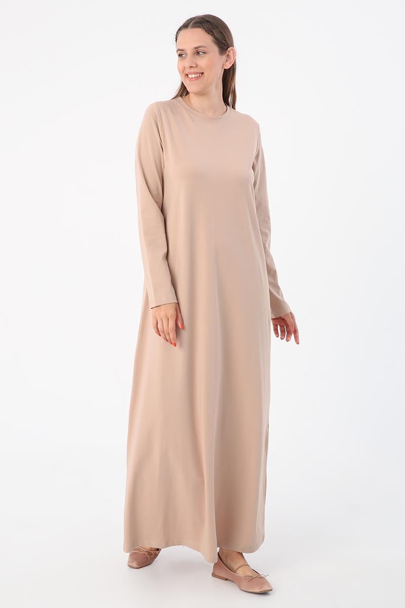 Beige-Long Sleeve Underwear Dress