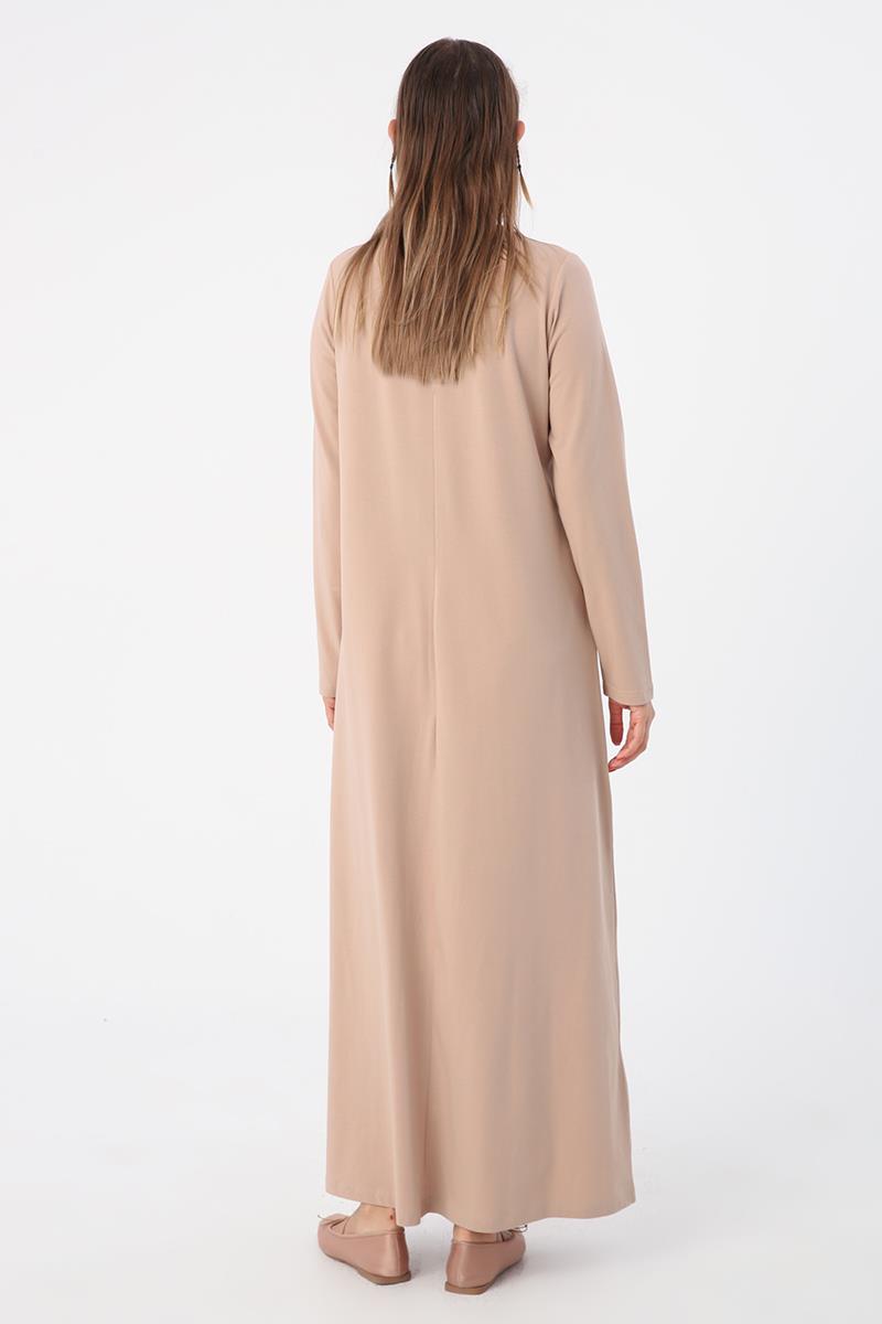 Beige-Long Sleeve Underwear Dress
