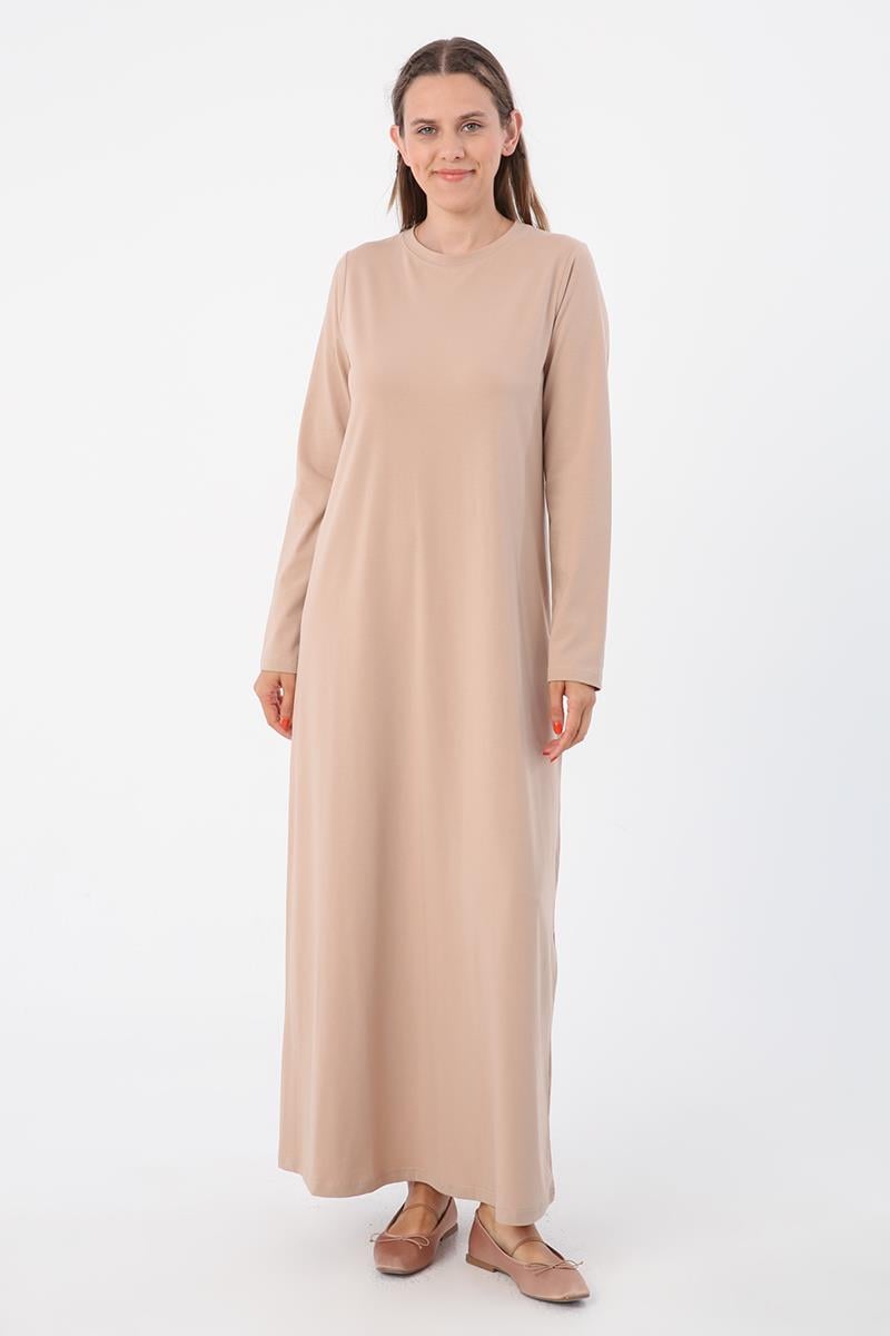 Beige-Long Sleeve Underwear Dress