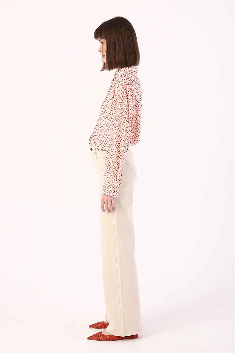 Bej-Wide Leg Yüksek Bel Pantolon