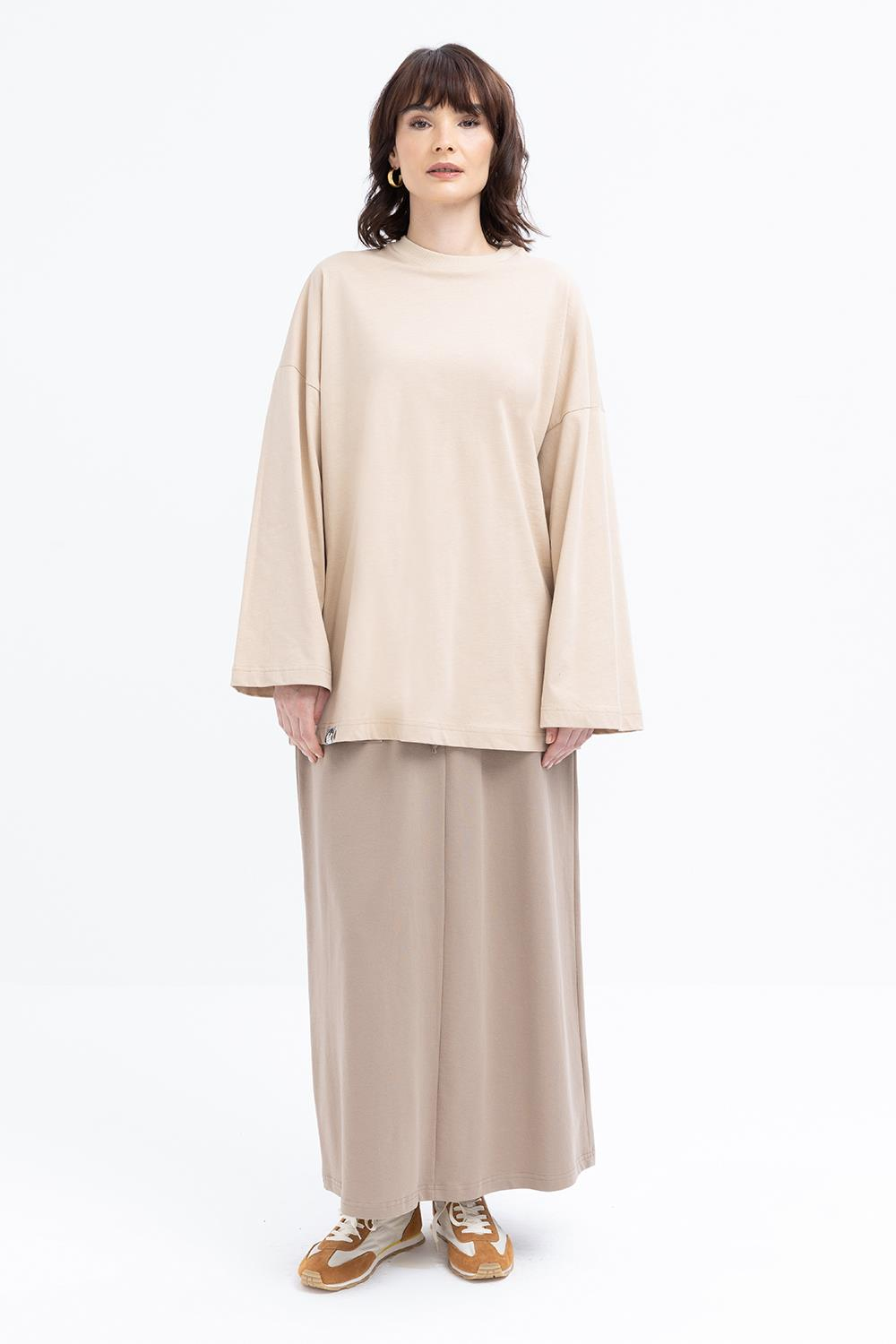 Beige-Stripe Swetshirt