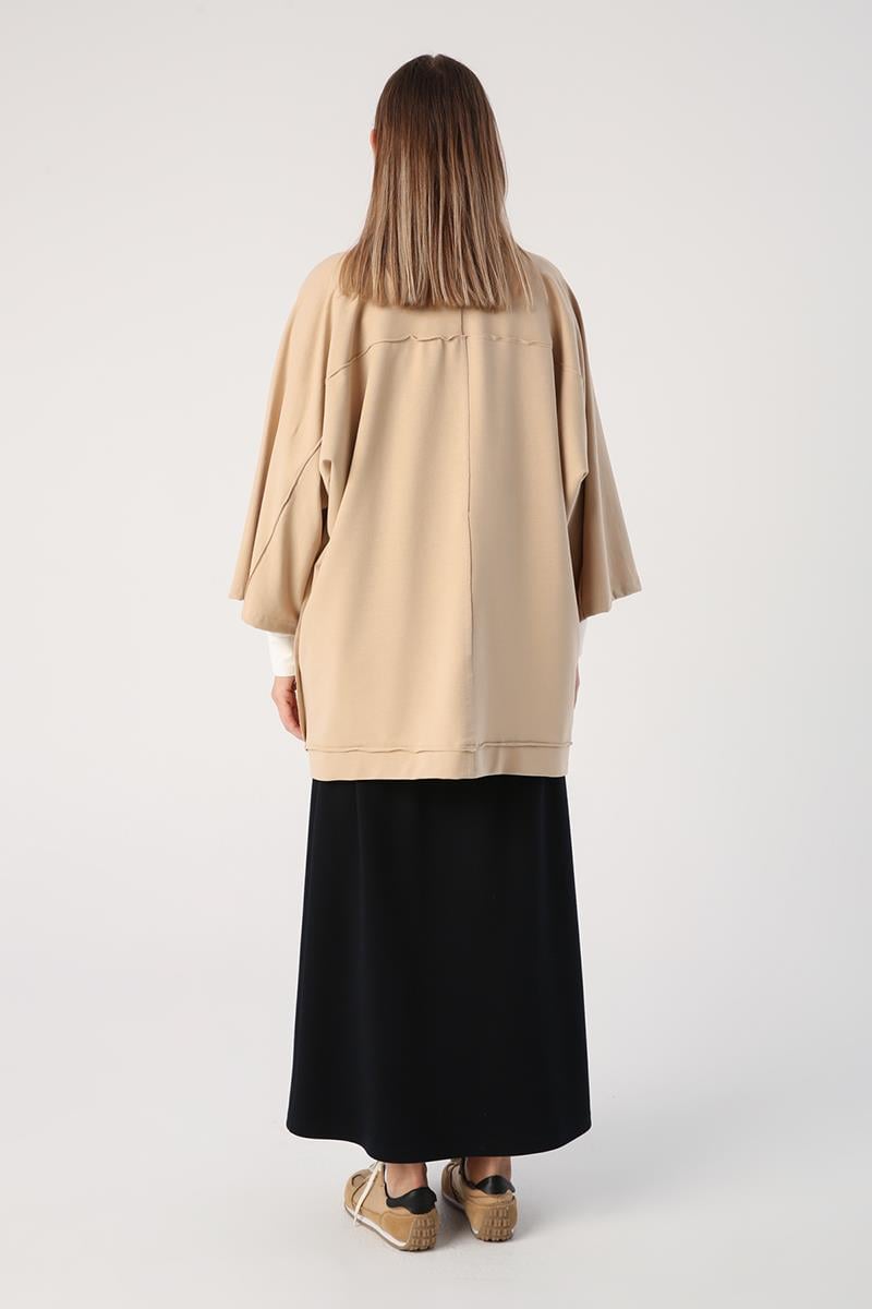 Beige-Bat Sleeve Oversize Cardigan
