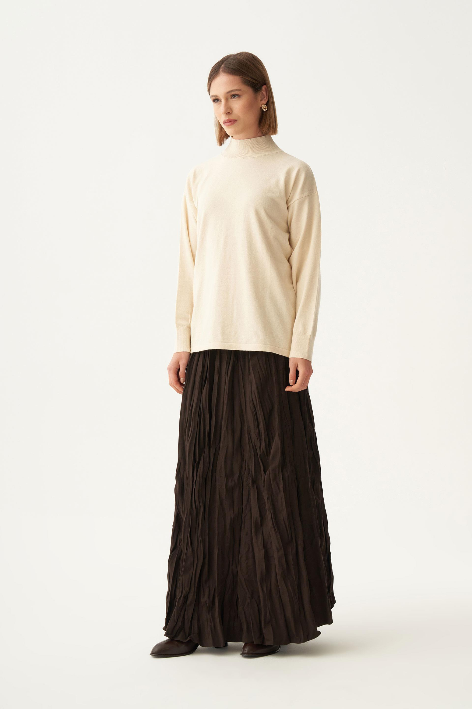 Bej-Yarım Balıkçı Kolsuz Kazak