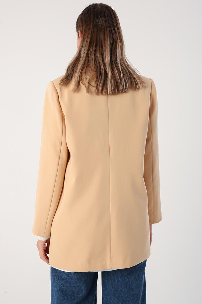 Bej01-Düğmeli Blazer Ceket