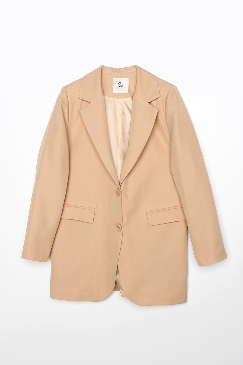 Bej01-Düğmeli Blazer Ceket