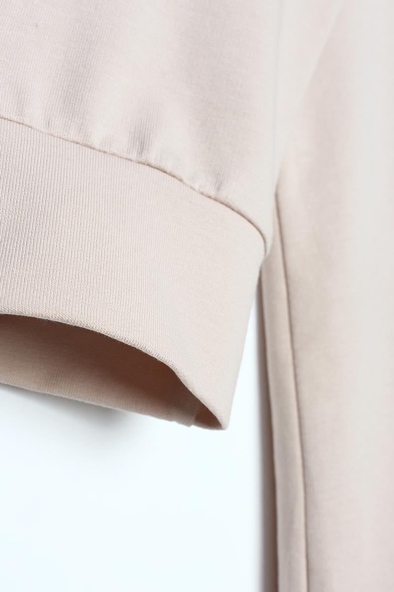 Bej01-Fermuarlı Sweat Hırka
