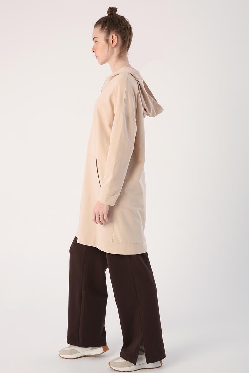 Bej01-Fermuarlı Sweat Hırka