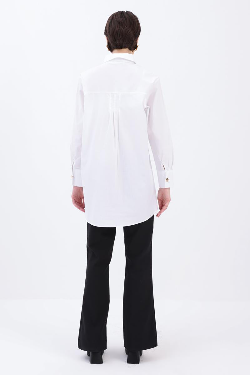 White-POCKETTED SHIRT TUNIC