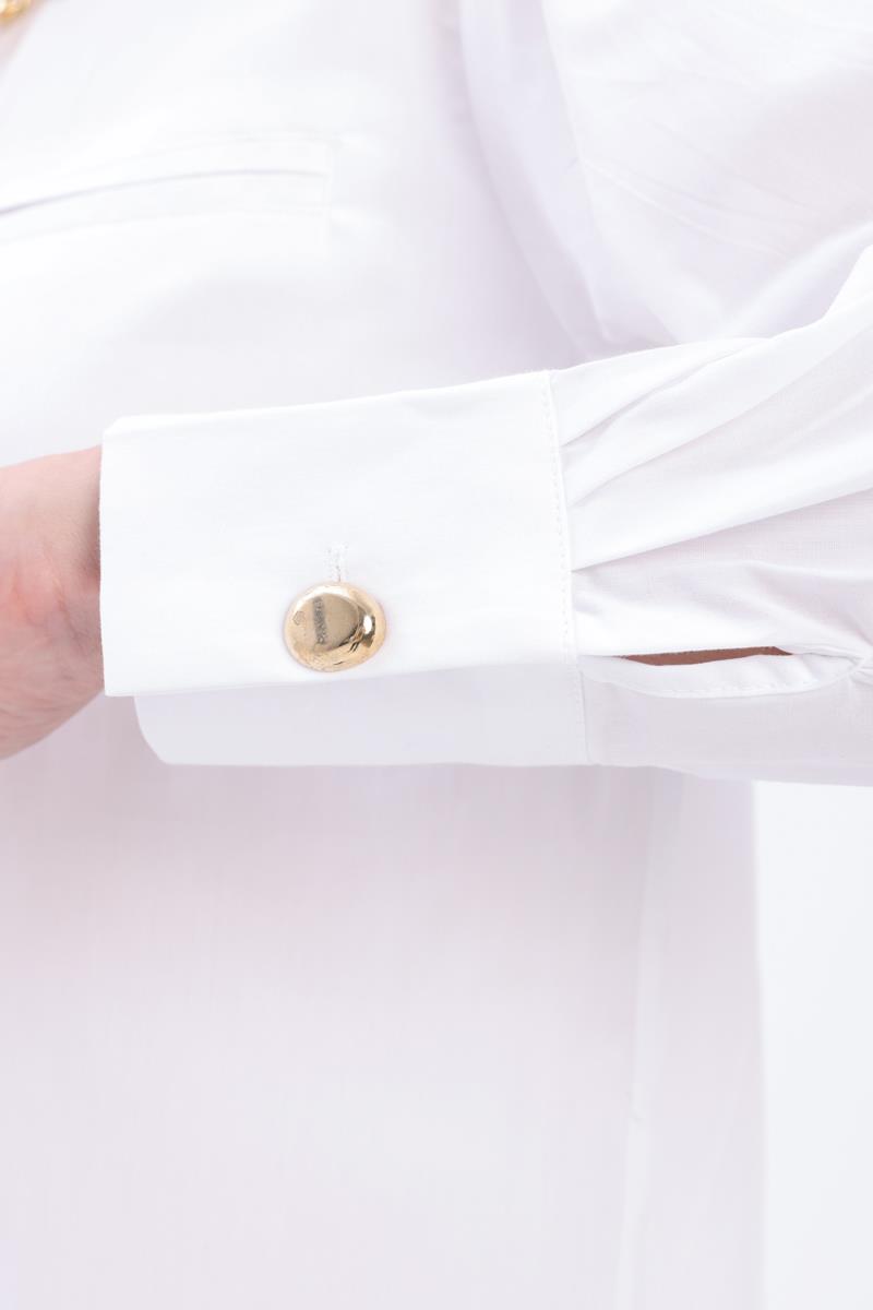 White-POCKETTED SHIRT TUNIC
