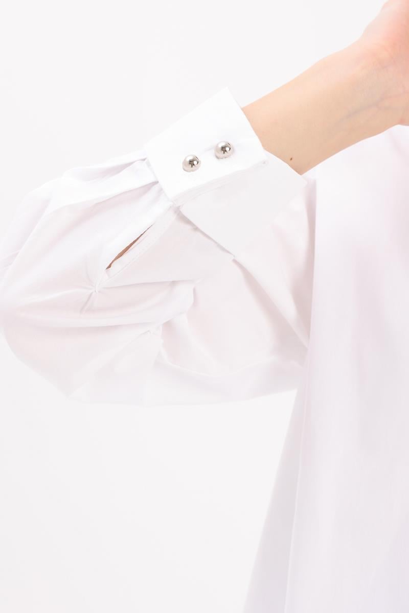 Beyaz-FERMUARLI MANŞETİ DUBLELİ GÖMLEK TUNİK