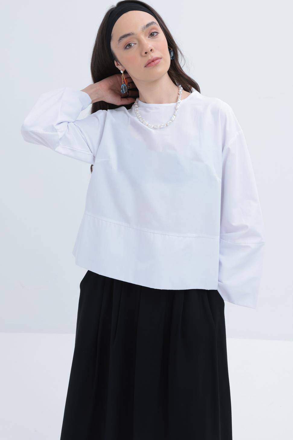 White-Zippered Blouse