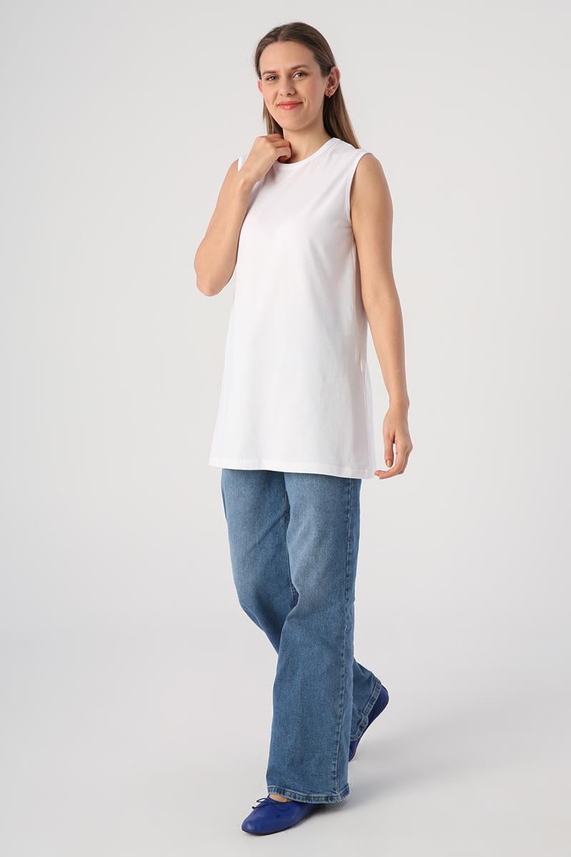 Tunique T-Shirt Sans Manches Blanche