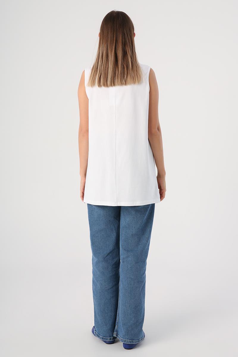 Tunique T-Shirt Sans Manches Blanche