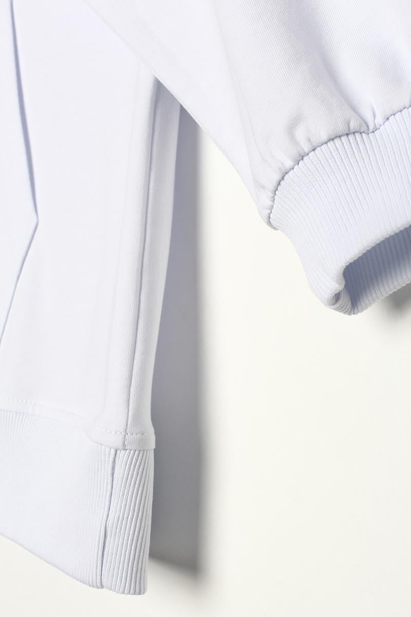 Beyaz-Pamuklu Oversize Kapüşonlu Sweat Hırka