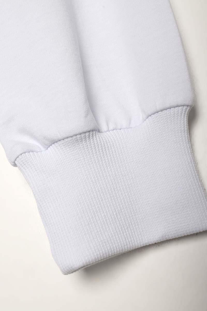 Beyaz-Pamuklu Reglan Kol Zincir Nakışlı Sweat Tunik