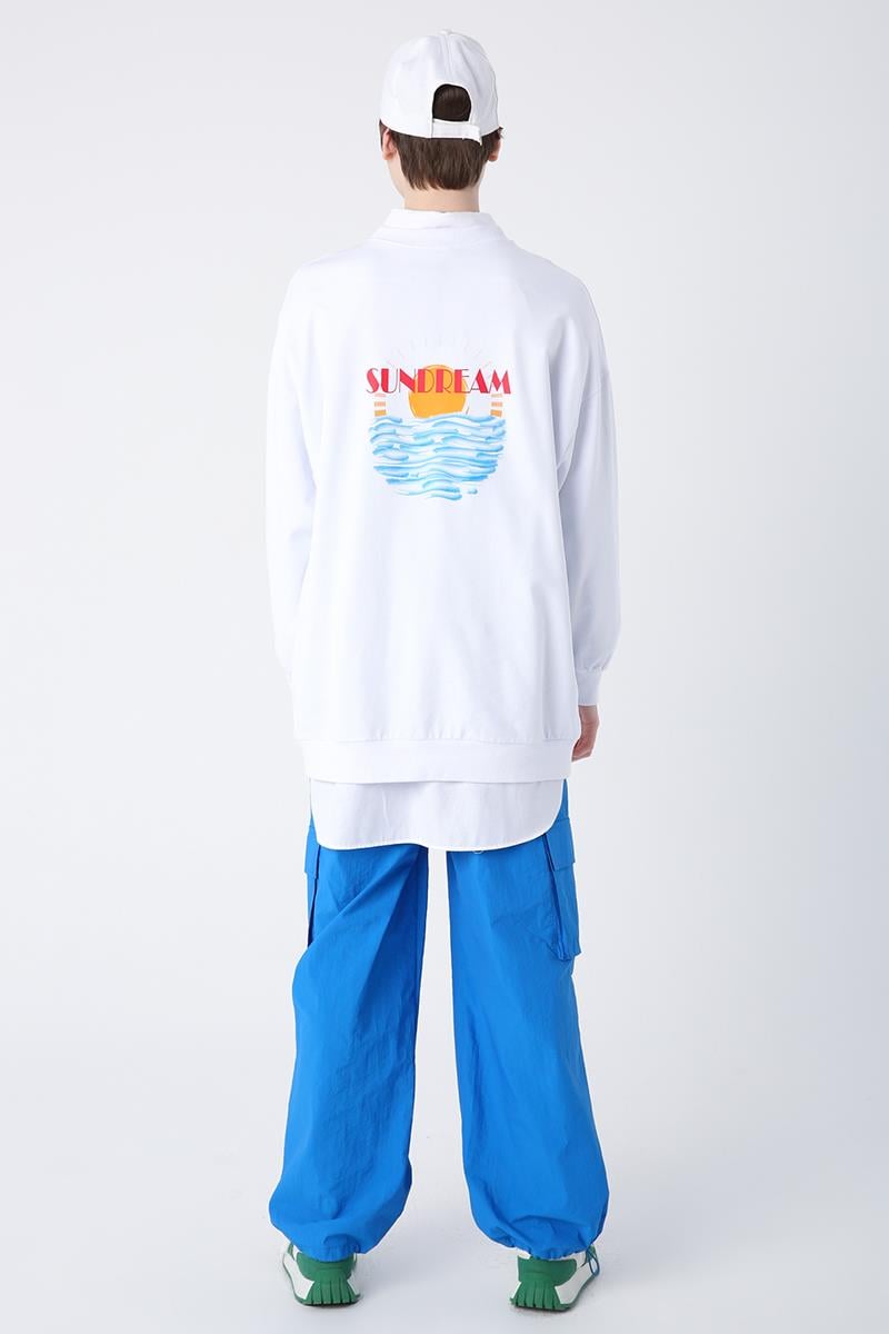 White-Cotton Sundream Printed Sweatshirt