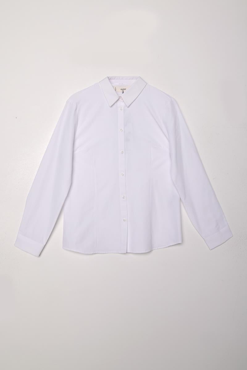 Beyaz-Pensli Rahat Kalıp Gömlek