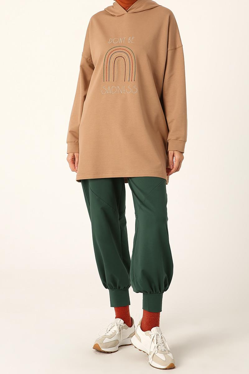 Bisküvi-Nakışlı Sweat Tunik