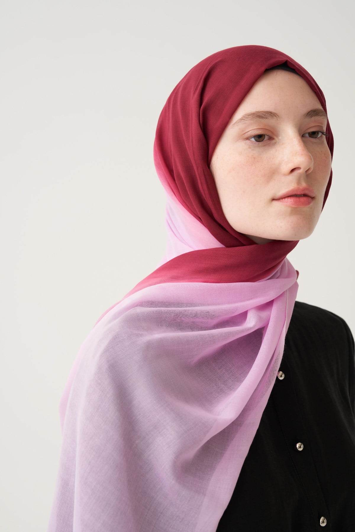 Bordo-Degrade Pamuklu Ferah Şal