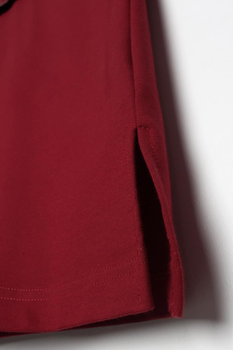 Bordo-Deri Garnili Kapüşonlu Sweat Tunik