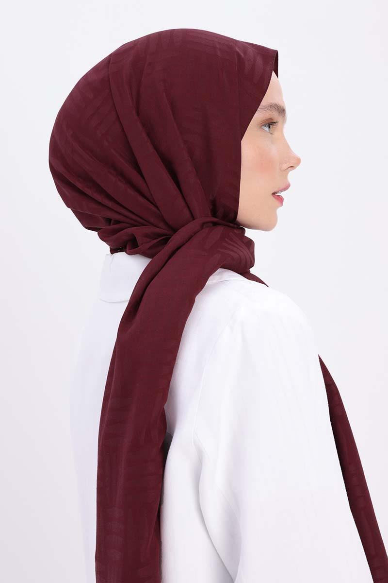 Bordo-Desenli Jakar Şal